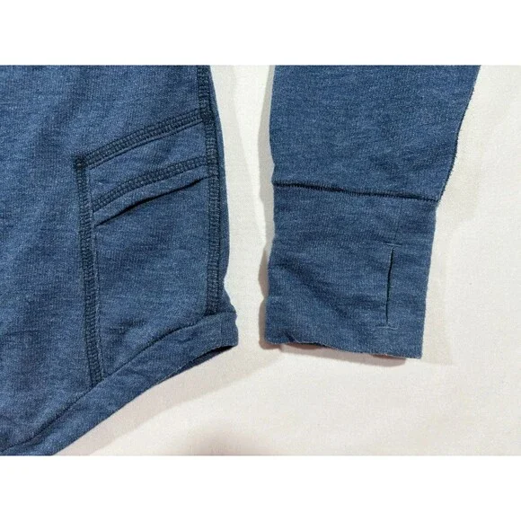 Roots 73 Hoodie Sweatshirt Womens Pullover Henley Button Cotton Poly Blue Sz M - Picture 9 of 11